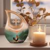 JAGLASH Rooster Burial Urns for Cremated Remains - Pink Flowers Large Cross Drop Funeral Urns for Human Ashes Adult Female and Male Remains - Sun Containers for Ashes Cremation, 10 Inch view 3