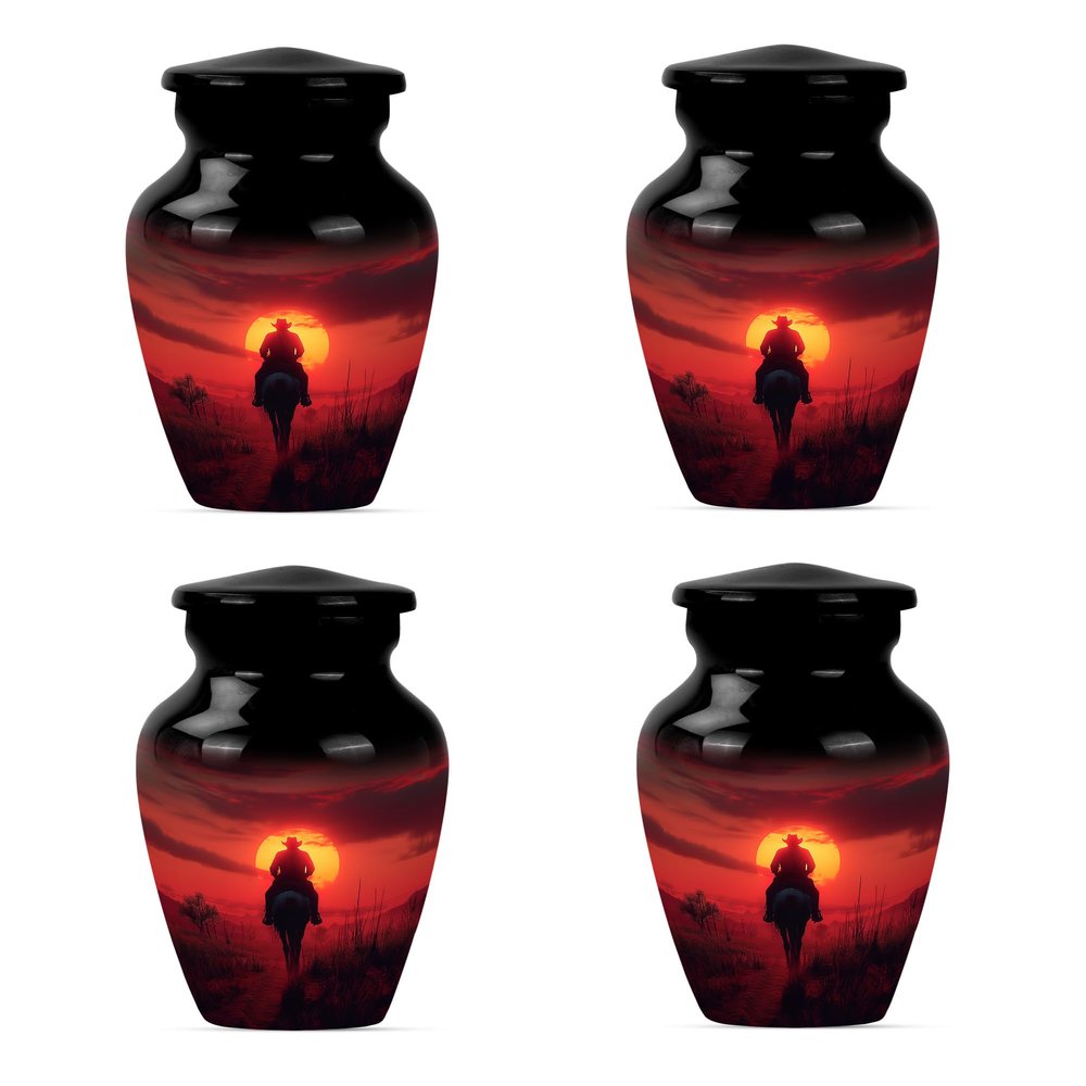 Cowboy Urn for AAshes for Women, Small Urns for Human Ashes Keepsake, Cremation Urns for Human Ashes Adult Man, Mini Urns for Ashes(Size - 3inch, 4 Pcs)