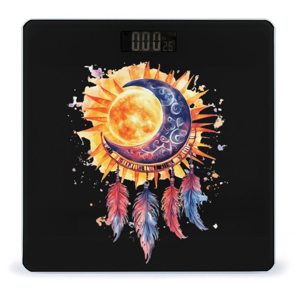 Moon and Sun Dreamcatchers Feathers Scale for Body Weight Smart Accurate Digital Bathroom Scale with Easy Read LCD