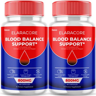 (2 Pack) Elaracore Blood Capsules, Elarracore Pills Support Balance Supplement, Elacore Maximum Strength Glycogen Advanced Premium Formula, Elarocore Detox Cleanse All Natural Ingredients (120 Ct)