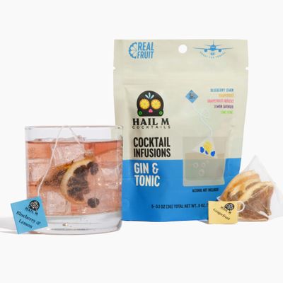 Hail M Cocktails Gin & Tonic Cocktail Infusion Kit DIY Botanical Mixer with Blueberry, Hibiscus, Citrus & Lavender No Sugar or Preservatives Craft Gin Cocktail Kit 5 Cocktail Teabags