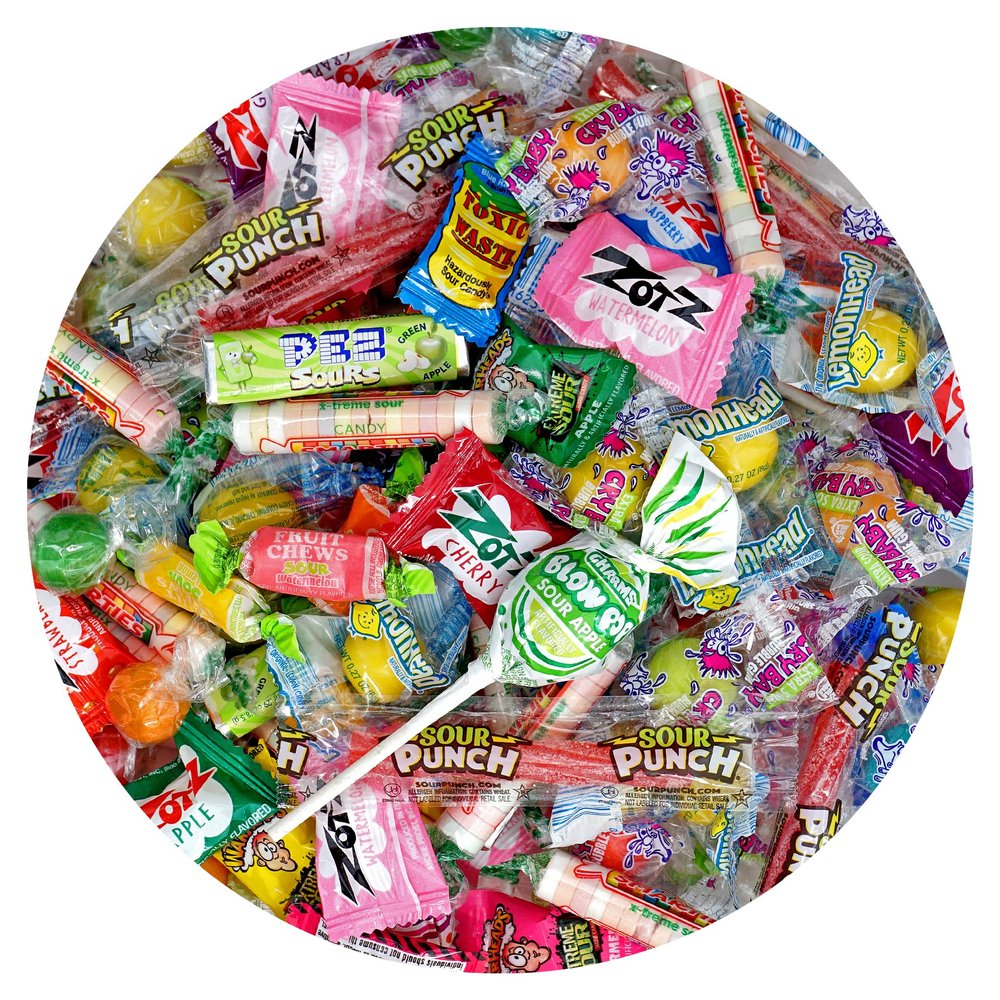 Sour Candy Variety Pack, 4 Pound Sour Candy Mix, Individually Wrapped Bulk Candies, Party Mix Assortment, Pinata Stuffers, Candies For Goodie Bags