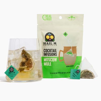 Hail M Cocktails Moscow Mule Cocktail Infusion Kit DIY Sugar-Free Ginger Lime & Mint Mixer for Vodka or Whiskey Clean Ingredients, No Preservatives Craft Cocktail Kit 5 Cocktail Teabags