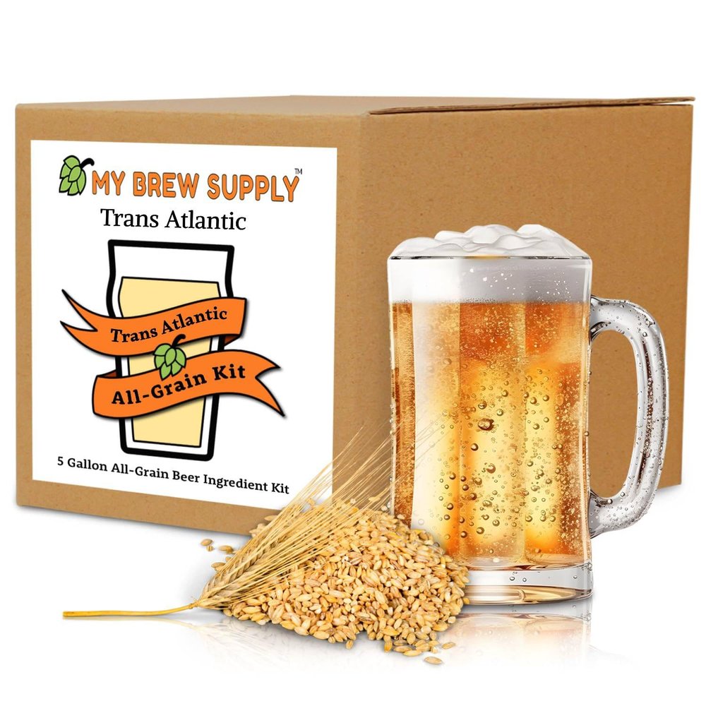 Brew Supply Transatlantic blonde ale All-Grain kit | Pilsen Malt | Vienna Malt | Caramel 10L | Columbus Pellet Hops | Willamette Pellet Hops | American Ale Yeast | 5 Gallon Advanced All Grain Home Brewing