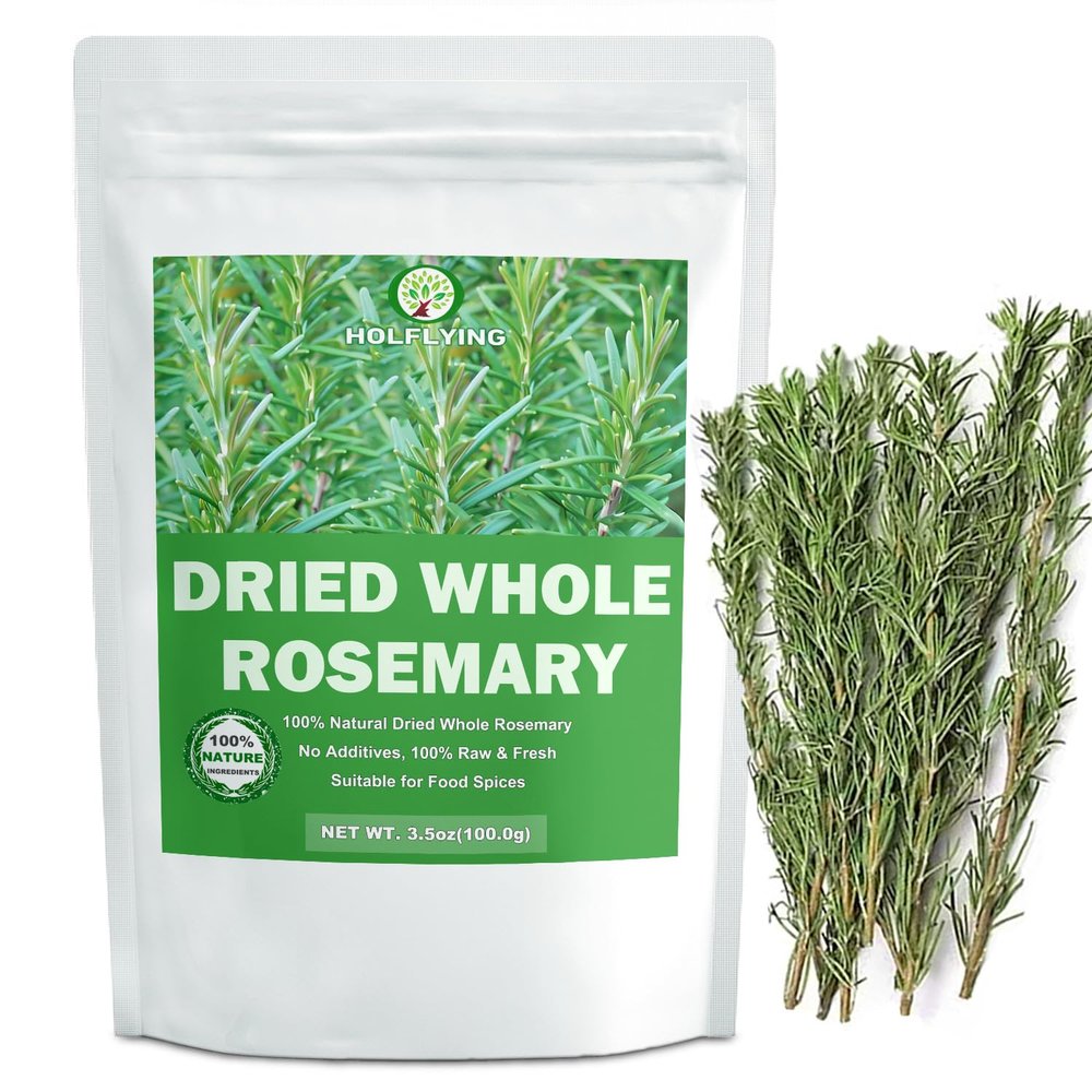 100% Natural Dried Whole Rosemary Sprigs, 3.5oz(100g), Rosemary Sprigs Spices, 60-80 Pcs Sprigs, Perfect for Cooking & Baking