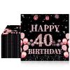 40Pcs 40th Birthday Decorations for Women, Black Rose Gold Disposable Paper Napkins Cheers to 40 Years Old Birthday Anniversary Party Decorations Supplies (6.5x6.5 Inches) view 1