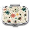 Pill Organizer, Portable Pill Box, Travel 7 Day Pillcase Atomic Stars Retro Pattern Medicine Organizer 2 Compartments Medicine Container for Vitamins, Medications, Fish Oil and Supplements view 1