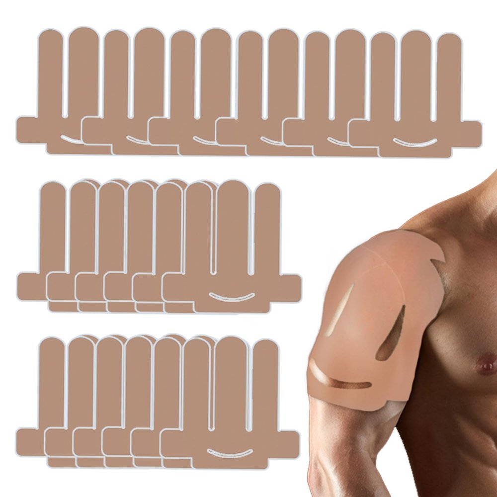 18 Pcs Kinesiology Tape for Shoulder Pain Relief Precut Sport Tape for Shoulder-Support & Stability, Hypoallergenic Latex-Free Athletic Tape for Shoulder, Waterproof & Breathable Muscle Tape(Beige)