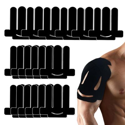 18 Pcs Kinesiology Tape for Shoulder Pain Relief Precut Sport Tape for Shoulder-Support & Stability, Hypoallergenic Latex-Free Athletic Tape for Shoulder, Waterproof & Breathable Muscle Tape(Black)