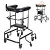 Hlixzoy Elderly Walker, Rehabilitation Training Equipment for Hemiplegic Disabled People, Standing Frame, Elderly Walking Trolley, Lightweight, Anti-Rollover and Forward Tilt, Height Adjustable view 1