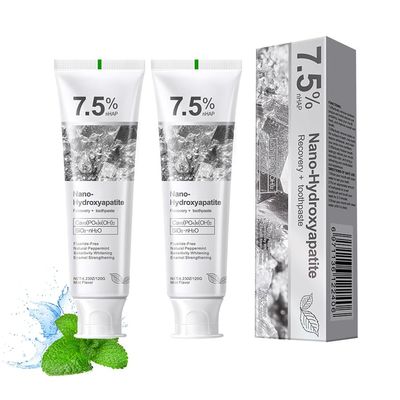 7.5% Hydroxyapatite Toothpaste(2PCS), Fluoride Free Toothpaste, Gentle Mint for Advanced Enamel Protection & Strengthening, Appropriate for Sensitive Teeth - Adult, Kids