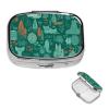 Green Animals Pill Box Round Pill Case for Pocket Purse 2 Compartment Medicine Pill Organizer Cute Portable Travel Pillbox Vitamin Cod Liver Oil Storage Box Unique Gift Organizer view 1