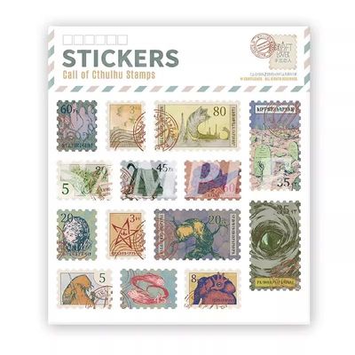 28 Pieces Cthulhu Stamps Stickers Paper Handmade Vintage Postcards Octopus Monster Bookmarkers Perfect Gift for Worth Collecting Art Gifts Collection (7 * 6.2Inches)