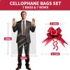 TUXIYA 7 PCS Large Cellophane Bags, 40x50inches Cellophane Wrap for Gift Baskets,Clear Basket Bag with 7 PCS Red Pull Bows view 2