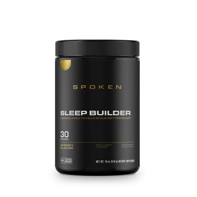 Spoken Nutrition Sleep Builder, Melatonin Free Sleep Powder, 3 Forms of Magnesium, Cherry Flavor, 30 Servings, Nighttime Recovery & Relaxation Support