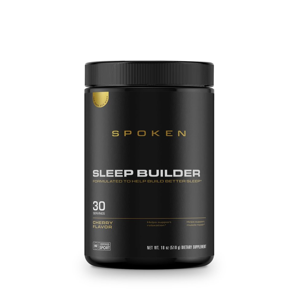 Spoken Nutrition Sleep Builder, Melatonin Free Sleep Powder, 3 Forms of Magnesium, Cherry Flavor, 30 Servings, Nighttime Recovery & Relaxation Support