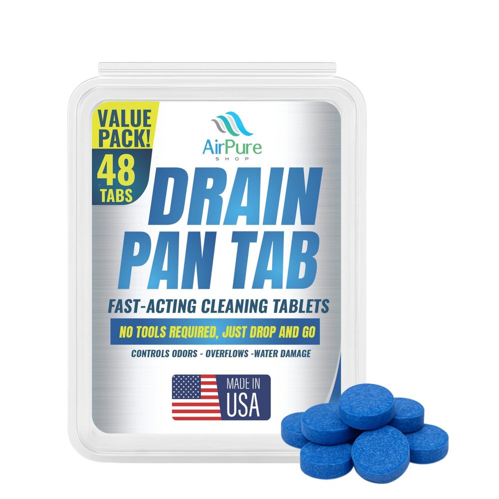 Air Pure Drain Pan Tabs - 48 Flow Treatment Tablets for HVAC & AC Condensate Pan Treatment | Prevents Overflow, Cleans Drain Lines, & Eliminates Odors