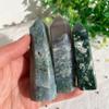 1.1LB Set Moss Agate Obelisks Hexahedral Bundle Random Delivery Assorted 10-15pcs Crystal Towers for Energy, Sacred Geometry & Healing Decor view 3