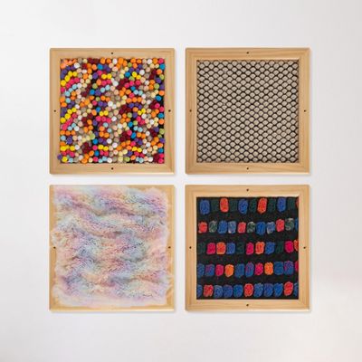 4-Piece Wooden Frame Sensory Touch Panel Set|Tactile Interactive Material Panels with Assorted Textures | Wall-Mounted Sensory Boards for Tactile Exploration & Focus Development