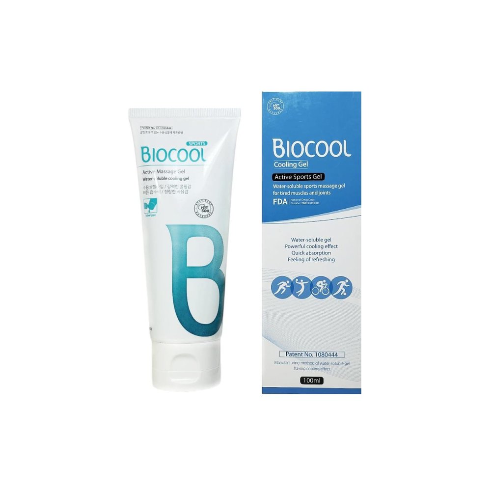 BIOCOOL Sports Gel Tube 100 ml (3.38 fl oz) Max Strength Cooling Pain Relief Gel for Muscle & Joint Soreness, Stiffness & Discomfort Fast-Acting, Non-Greasy Korean Formula - 1PK