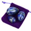 3pcs Set Natural Lapis Lazuli Eggs Stone, Natural Jade Egg Massage Stone for Women Body Exercise Train Crystal Massage Balls Relax3-Size,L,M,S view 4