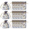 PATIKIL Organza Bags, 100 Pcs 2.8 x 3.5 Inch Mesh Candy Pouch with Drawstring Gold Rose Flower Jewelry Gift Bags for Wedding Christmas Festival Makeup Supply, Sapphire Blue Gold view 1