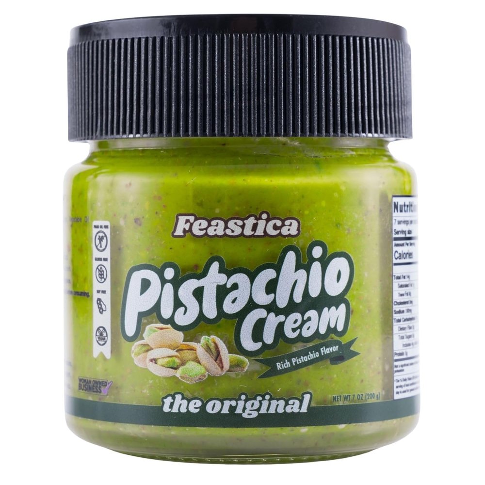 FEASTICA Pistachio Cream Original 70% Pistachio Spread, Rich, Nutty, Gluten-Free, Vegan, No Palm Oil Ideal for Toast, Pastries, and Gourmet Recipes (7 Ounce (Pack of 1))