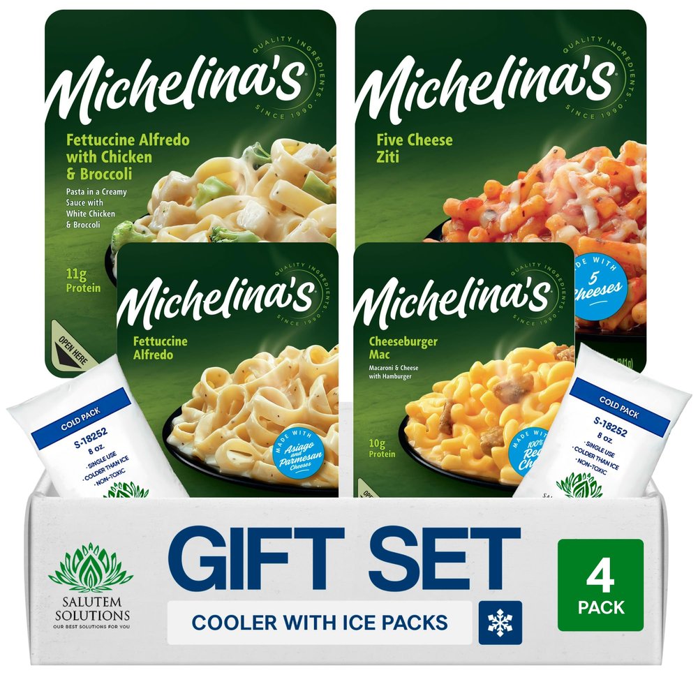 Salutem Vita Fettuccine Alfredo with Chicken and Broccoli Meal, 8 oz, Gift Set Pack of 16 (4 ct. flavors of each)