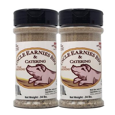 2 Pack of Barbecue Seasoning Uncle Earnies Bottles (6oz, Steak Seasoning)