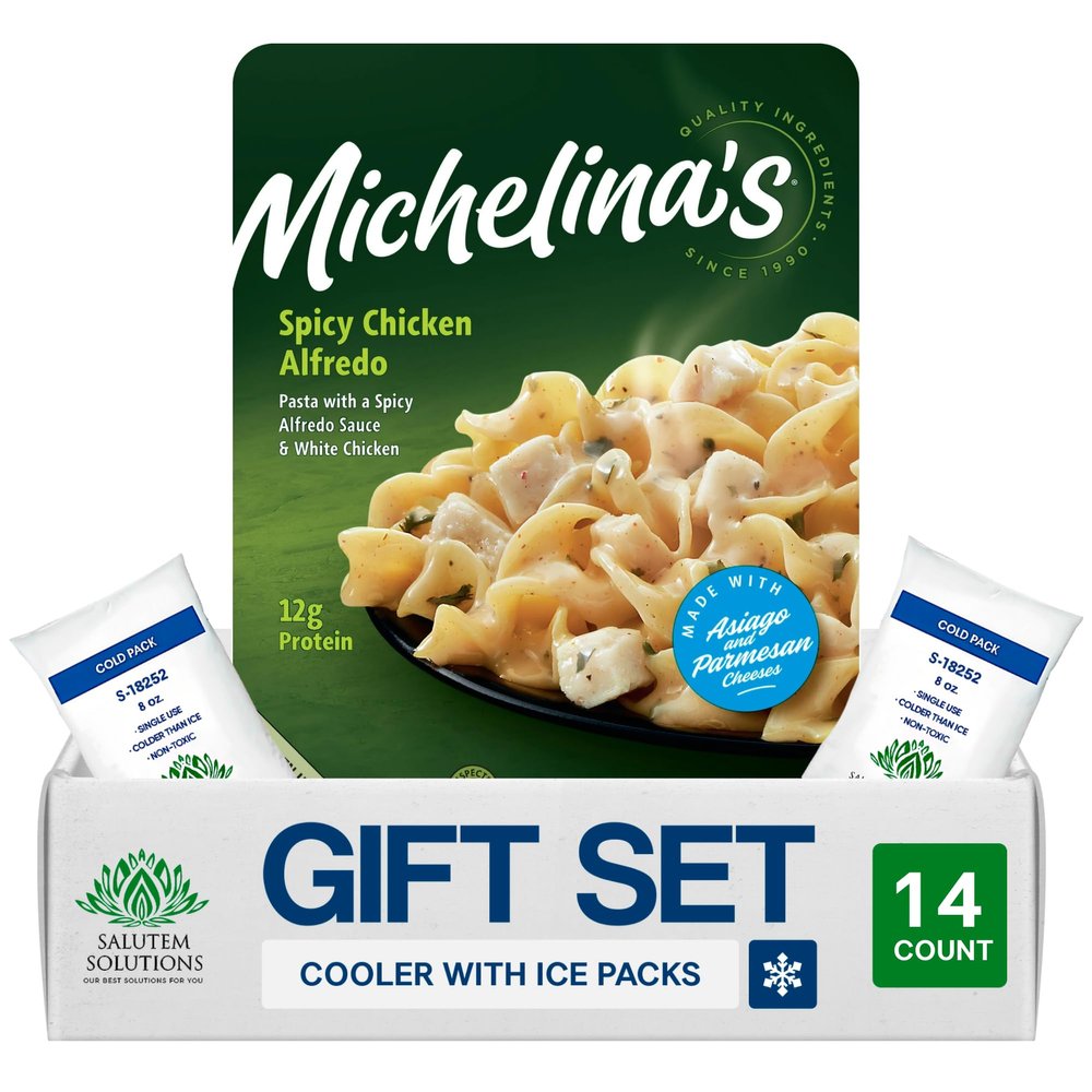 Salutem Vita Spicy Chicken Alfredo Frozen Dinner Meal, 8 oz, Gift Set Pack of 14