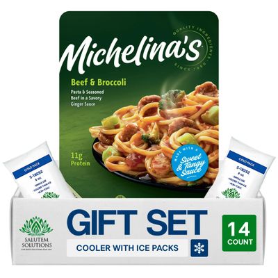 Salutem Vita Beef Broccoli Frozen Dinner Meal, Asian-Inspired Entree, 8 oz, Gift Set Pack of 14