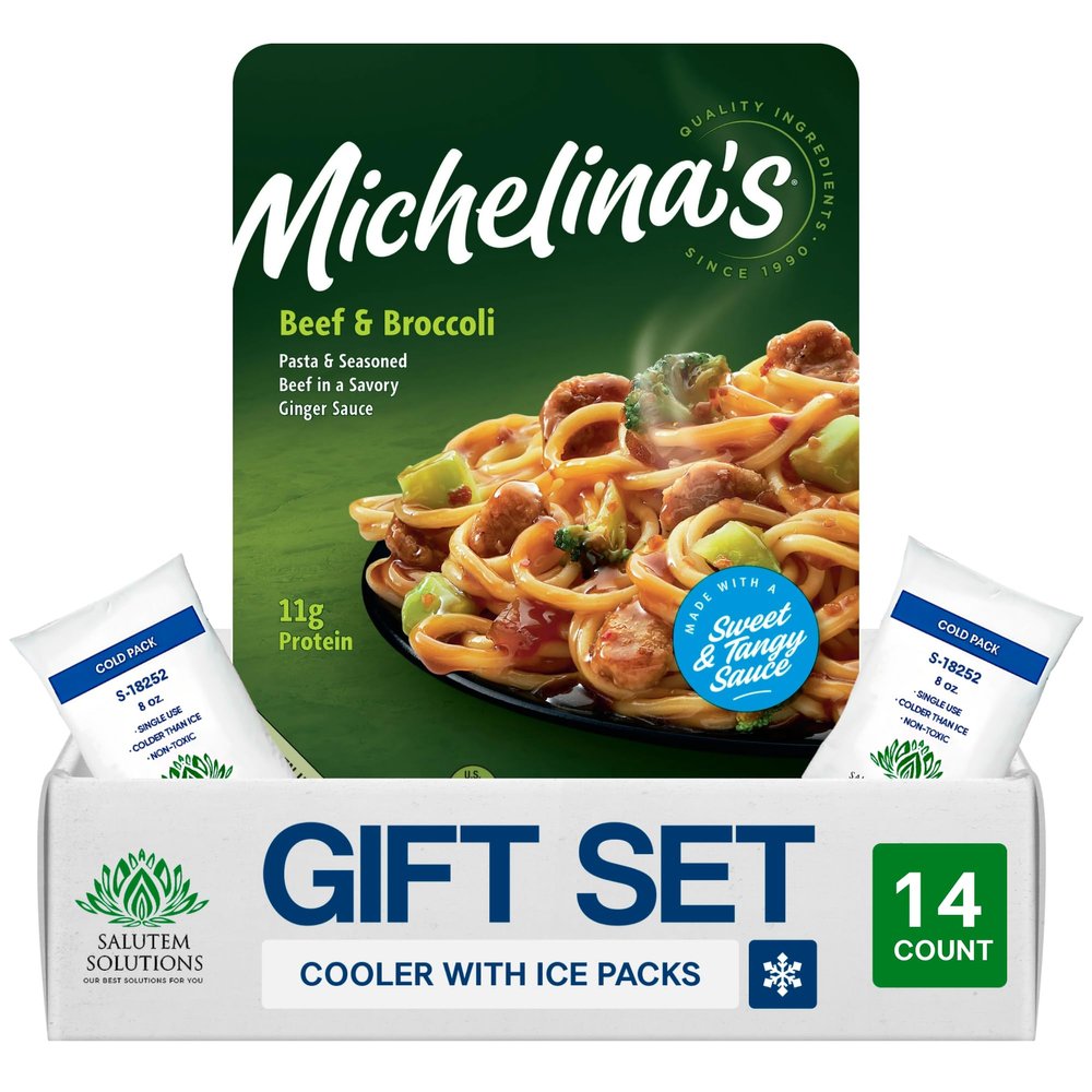 Salutem Vita Beef Broccoli Frozen Dinner Meal, Asian-Inspired Entree, 8 oz, Gift Set Pack of 14