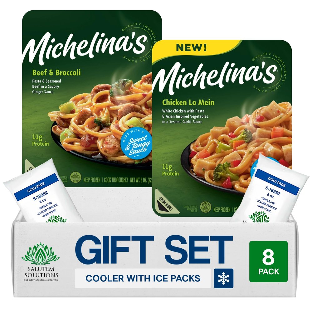 Salutem Vita Beef Broccoli Frozen Dinner Meal, Asian Cuisine, 8 oz, Gift Set Pack of 16 (4 ct. flavors of each)