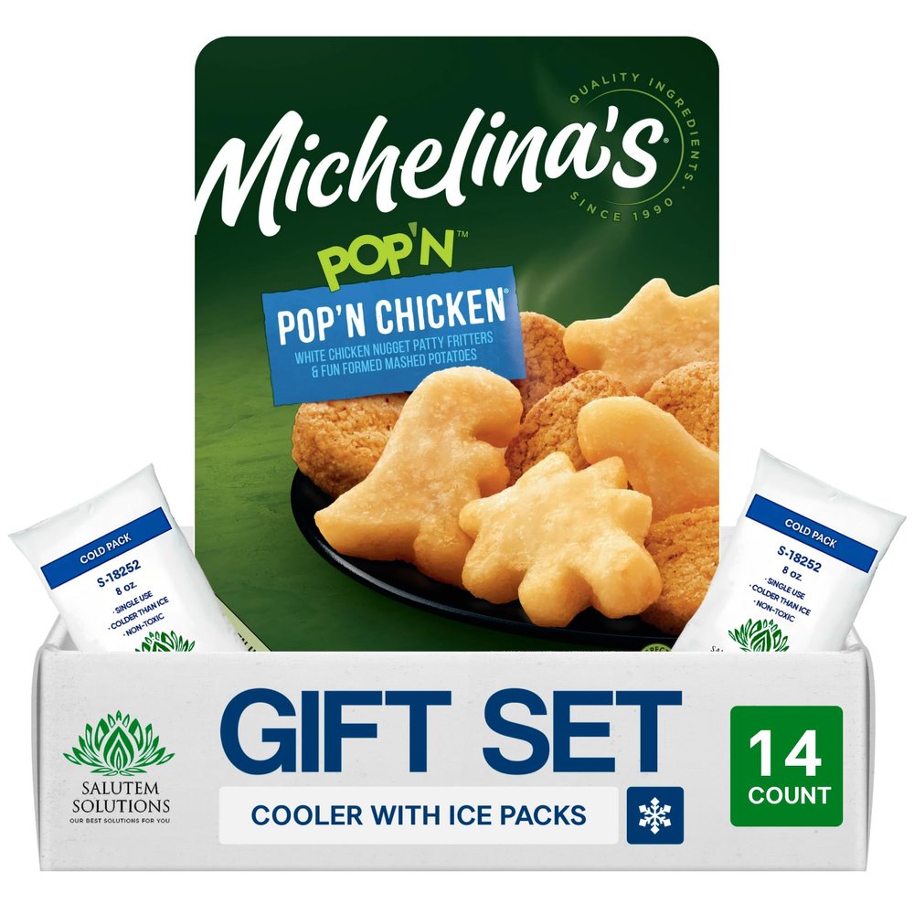 Salutem Vita Pop-n-Chicken Meal Frozen Dinner, Kids' Chicken Nuggets and Macaroni, 4.5 oz, Gift Set: Pack of 14