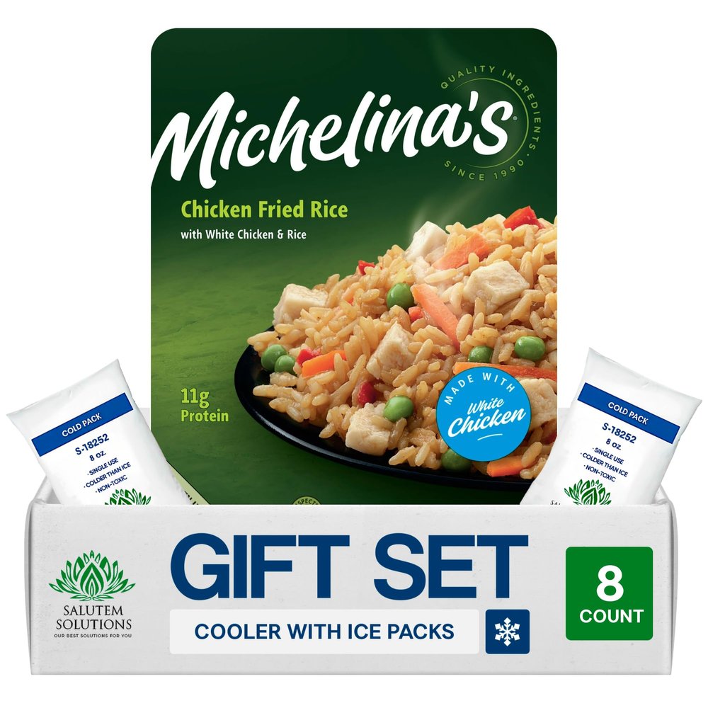Salutem Vita Chicken Fried Rice Frozen Dinner, Asian Cuisine Meal, 8 oz, Gift Set Pack of 8