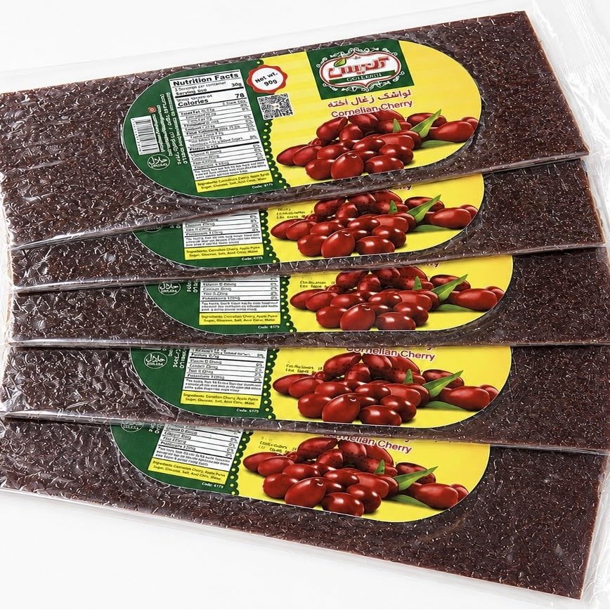 5-Pack Cornelian Cherry Fruit Sheets (Zoghalakhteh) Traditional Persian Lavashak | All-Natural Sour Fruit Leather | Pack of 5
