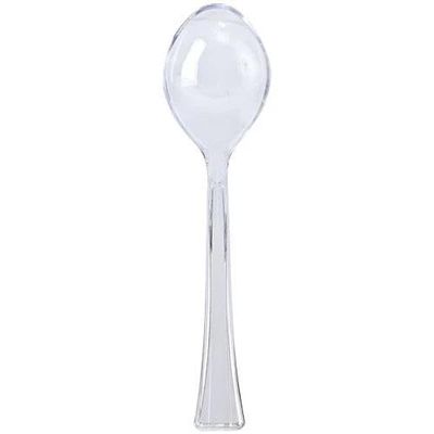10.5 inch Clear Salad Plastic Serving Spoon Durable Disposable Utensil for Buffet, Salads, Catering, Parties, Events, BBQs & Food Service (6)