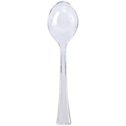 10.5 inch Clear Salad Plastic Serving Spoon Durable Disposable Utensil for Buffet, Salads, Catering, Parties, Events, BBQs & Food Service (6)
