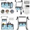 Uacyareni 3 Piece Rollator Walker Seat and Backrest Covers Storage Bag Under Seat for Wheel Rollator, TBlue Floral Print Walker Accessories, Universal view 4