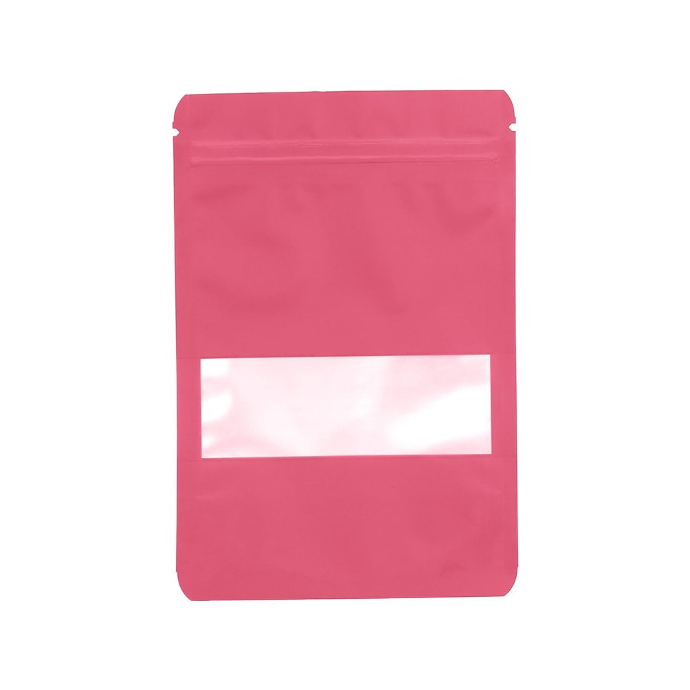 100PCS Foil Pouch Mylar Bags with Clear Window,ULIFESTAR Stand Up Sealable Bags with Tear Notches,Resealable for Food,Party Favors,Gift Packaging and Small Business(10 * 15cm/3.94 * 5.91",Pink)