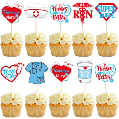 Rsstarxi 40 Pack Super Nurse Cupcake Toppers Make it Butter Thank You Nurse Cupcake Picks for Medical School Graduation Nurses Day Party Cake Decorations Supplies