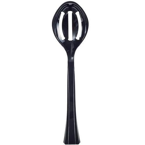 10.5 inch Black Slotted Plastic Serving Spoon Durable Disposable Utensil for Buffet, Salads, Catering, Parties, Events, BBQs & Food Service (9)