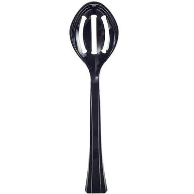 10.5 inch Black Slotted Plastic Serving Spoon Durable Disposable Utensil for Buffet, Salads, Catering, Parties, Events, BBQs & Food Service (72)