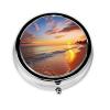 Pill Box Small Pill Case for Pocket & Purse Pill Organizer Portable Pill Container Cute Medicine Organizer Tropical Sunrise on The Beach Travel Pillbox for Vitamin Fish Oil Supplements view 1