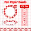 100Pcs Gingham Ice Cream Paper Bowls 12 oz Red and White Plaid Dessert Small Soup Bowls Summer Ice Cream Cups Hot or Cold Yogurt Food Containers for Picnic BBQ Crawfish Boil Birthday Party Supplies view 2