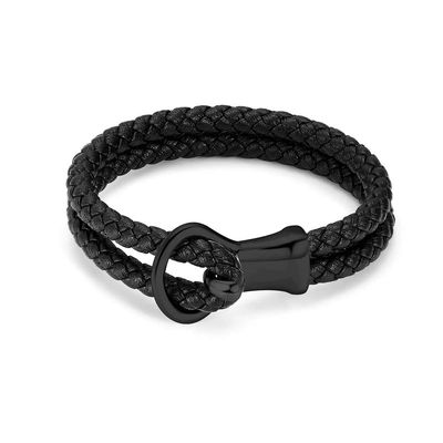 BIAIHQIE Cremation Bracelet for Ashes Leather Wristband Urn Bangle for Men Memorial Jewelry Urn Bracelet Ashes Holder-Black-20cm
