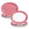 100Pcs Red Gingham Oval Paper Plates 10" x 12" Large Heavy Duty Red and White Checked Plaid Disposable Dessert Plates Sturdy Platters for Summer Picnic BBQ Birthday Crawfish Boil Party Supplies view 1