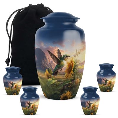 Casketique Hummingbird Cremation Urns for Adult Ashes Women - Large Memorial Urns for Adult Male - Funeral Urn for Human Ashes - Burial Urn for Mother & Father -10 & 3 Inch