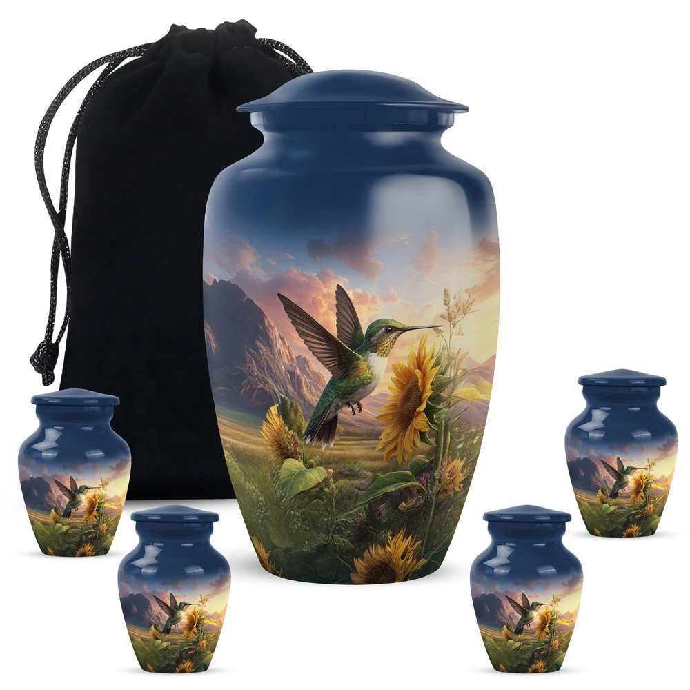 Casketique Hummingbird Cremation Urns for Adult Ashes Women - Large Memorial Urns for Adult Male - Funeral Urn for Human Ashes - Burial Urn for Mother & Father -10 & 3 Inch