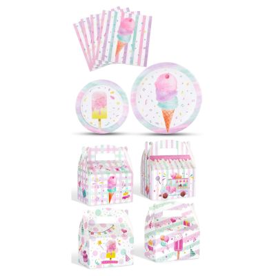 WERNNSAI 12 Pcs Ice Cream Candy Boxes + 48PCS Ice Cream Party Supplies